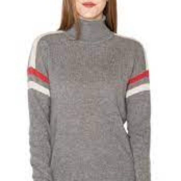 Velvet by Graham & Spencer Bonnie Stripe Cashmere Turtle Neck Sweater Sz L - Picture 2 of 9